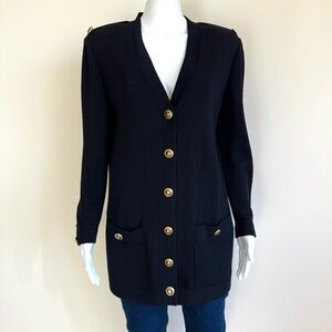 St. John Black Blazer with Gold Buttons